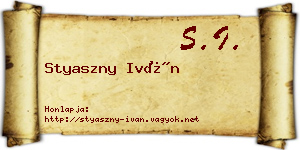 Styaszny Iván névjegykártya